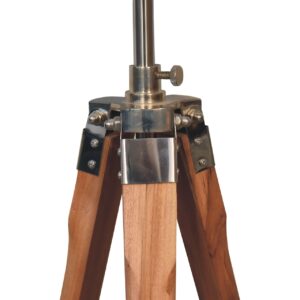 Phuket Fixed Chrome and Teak Wood Tripod Floor Lamp