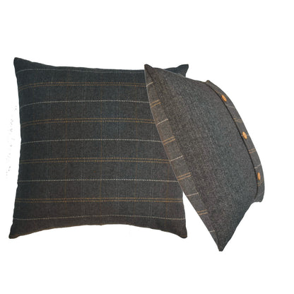 Set of 2 Quimper Pewter Cushion Covers with Button Detail