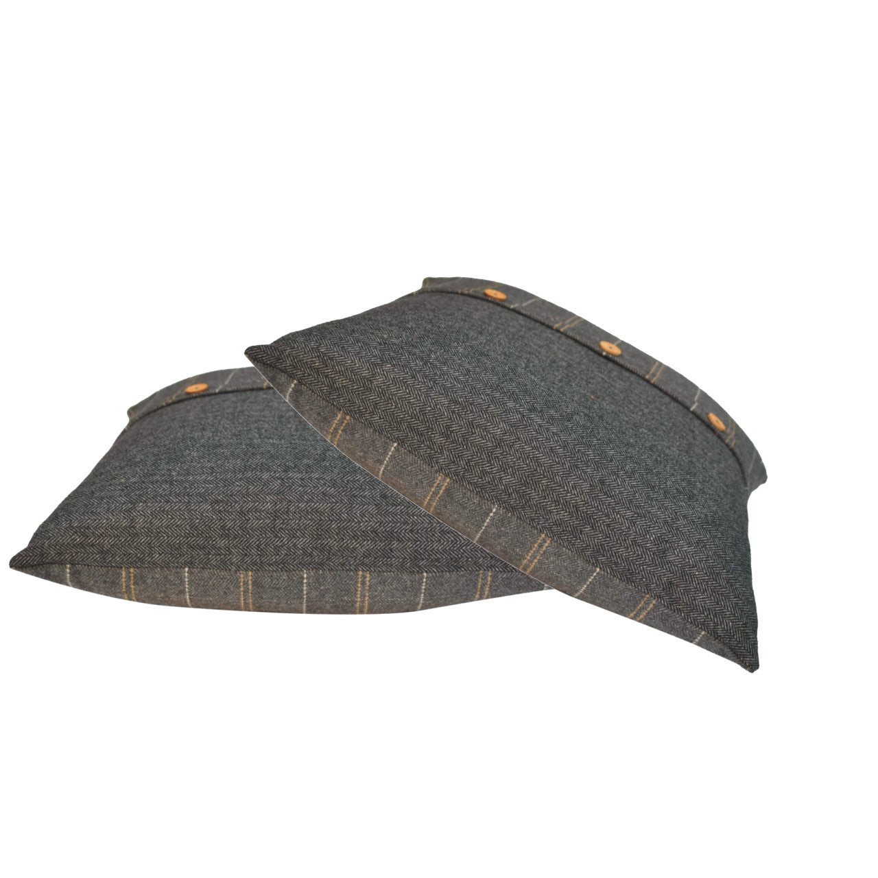 Set of 2 Quimper Pewter Cushion Covers with Button Detail