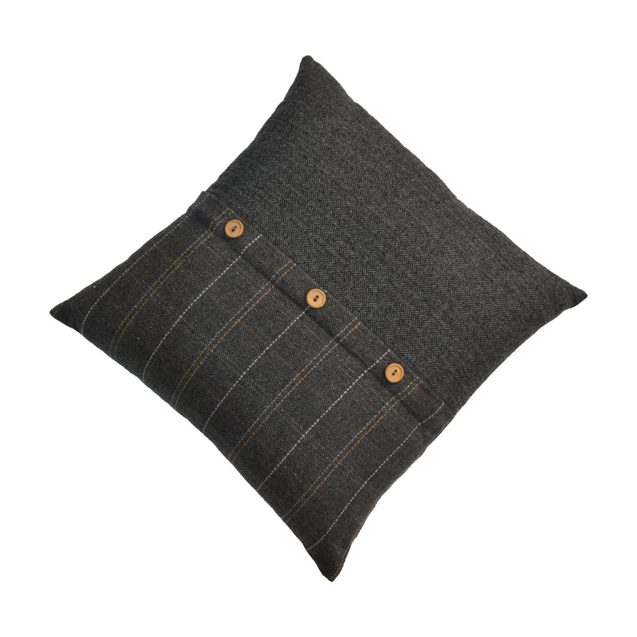 Set of 2 Quimper Pewter Cushion Covers with Button Detail