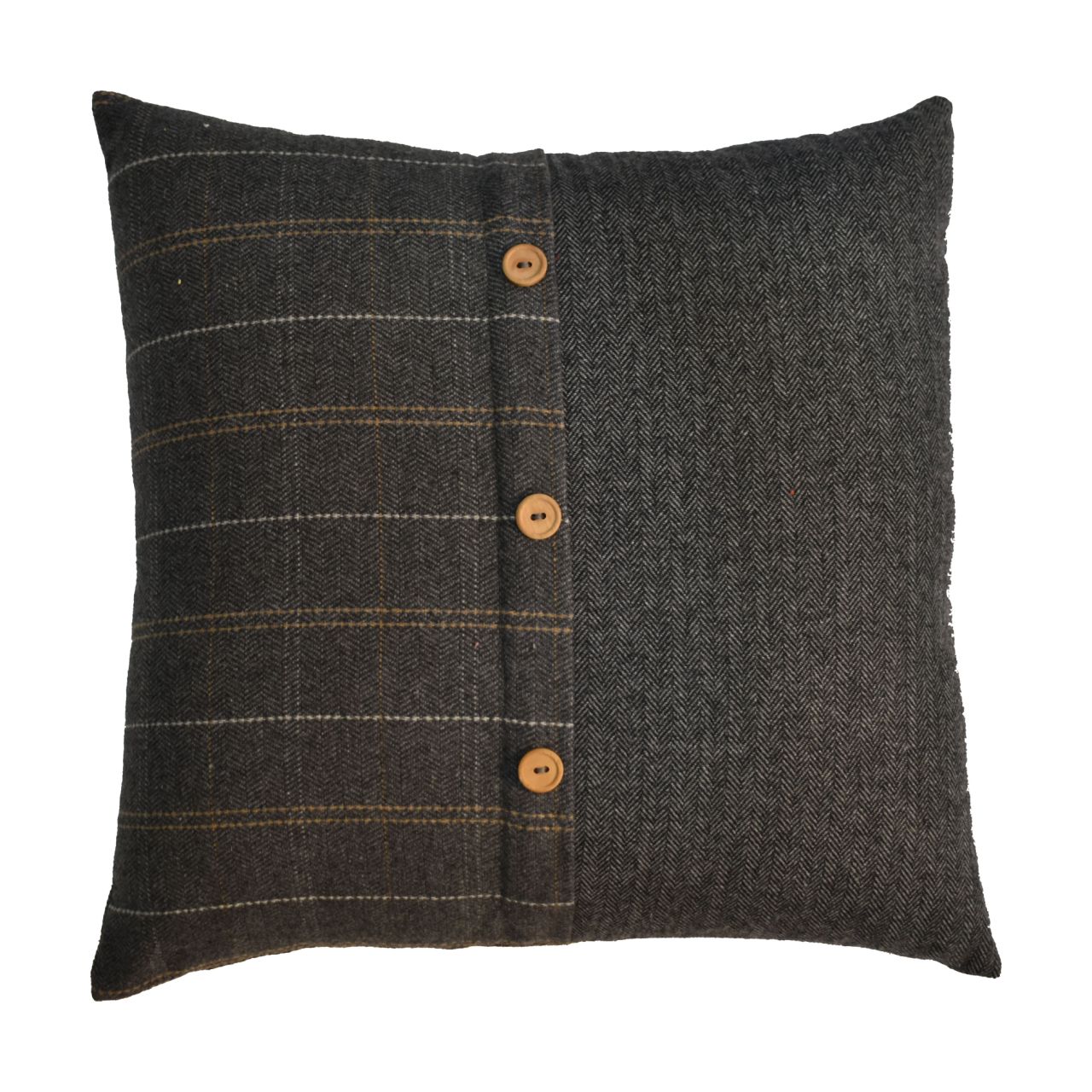 Set of 2 Quimper Pewter Cushion Covers with Button Detail