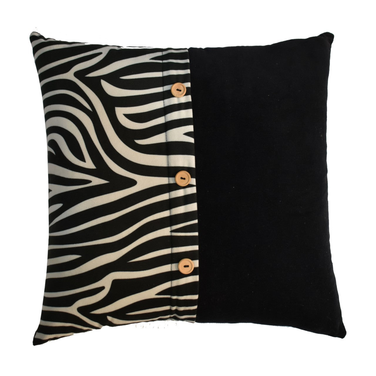 Set of 2 Vernazza Black and White Zebra Print Cushion Covers Button Detail