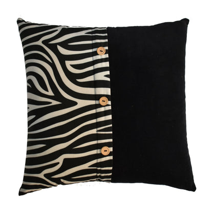 Set of 2 Vernazza Black and White Zebra Print Cushion Covers Button Detail