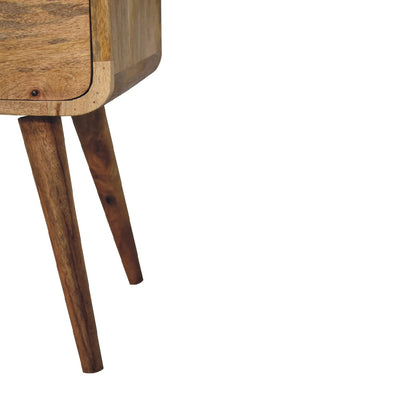 Parma Mini Oak Mango Wood Curved Bedside 2 Drawers