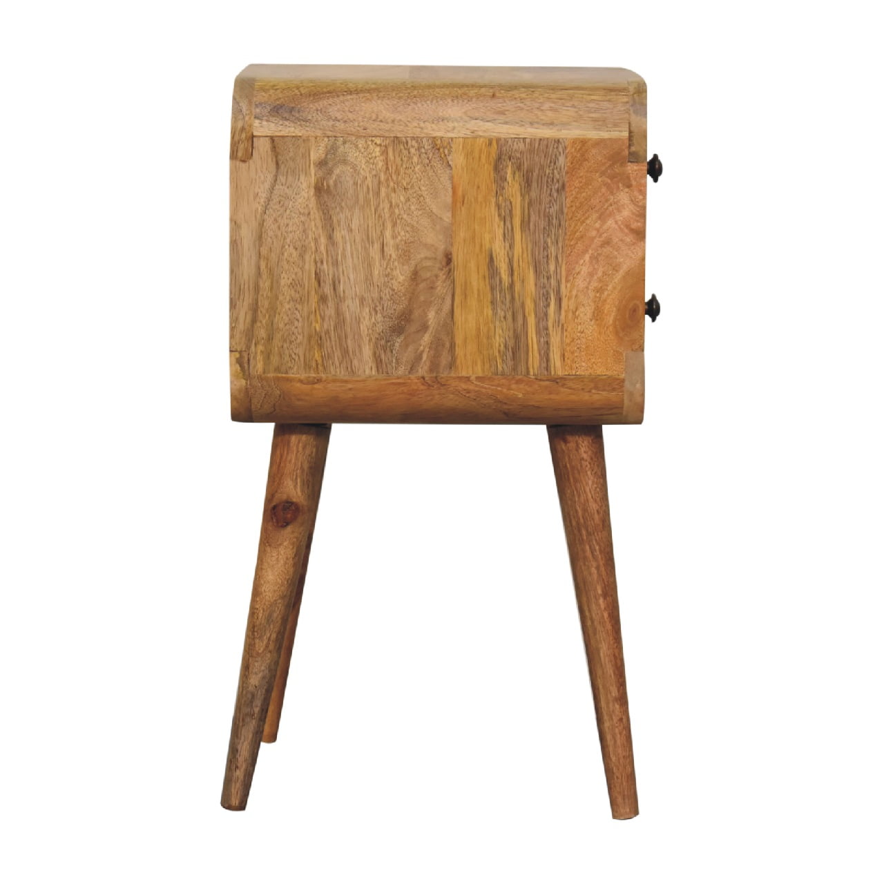 Parma Mini Oak Mango Wood Curved Bedside 2 Drawers