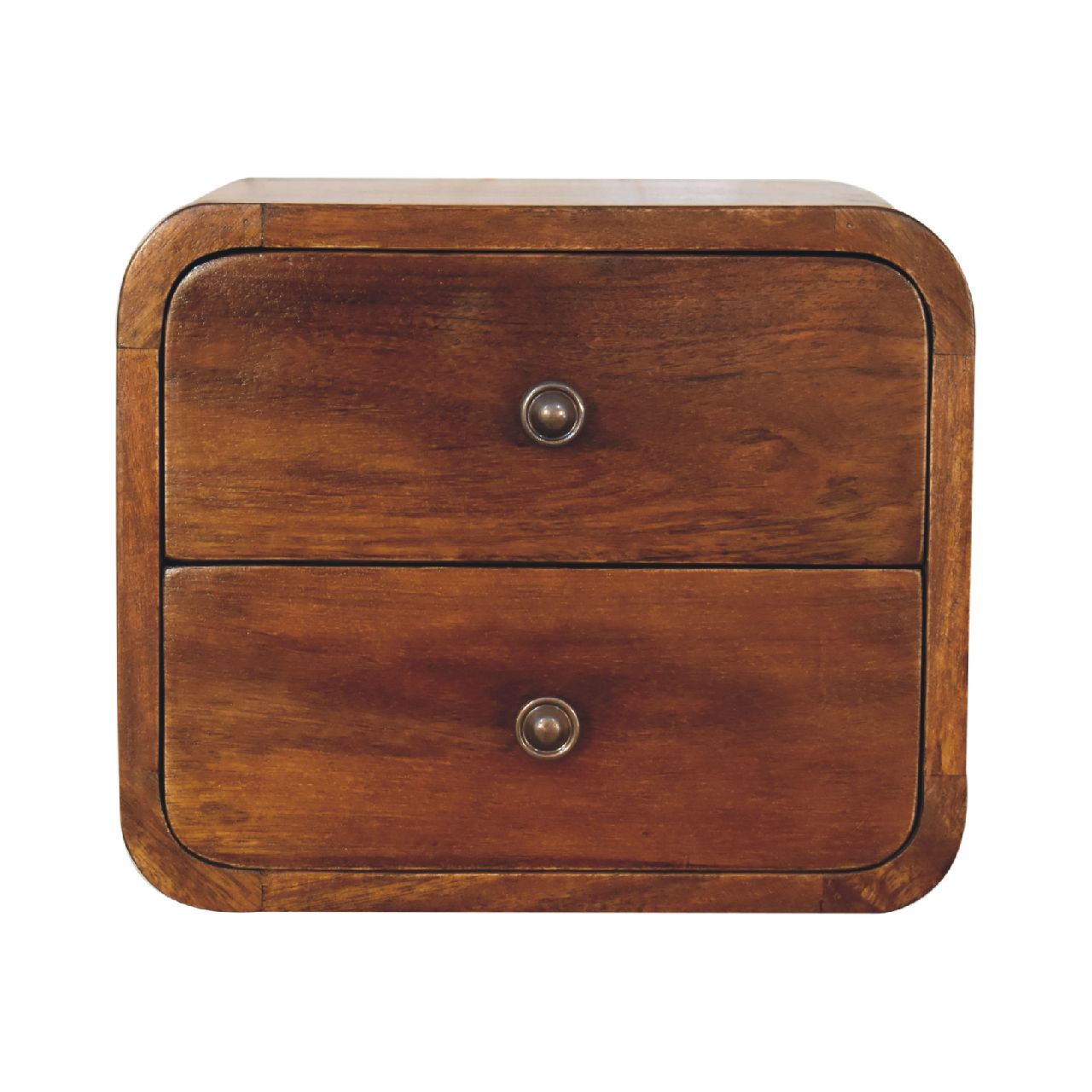 Kamala Floating Mini Chestnut Mango Wood Bedside Table 2 Drawers