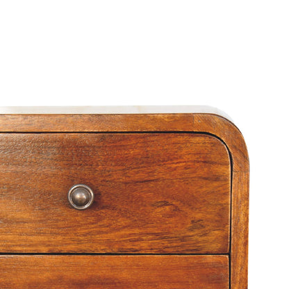 Kamala Floating Mini Chestnut Mango Wood Bedside Table 2 Drawers