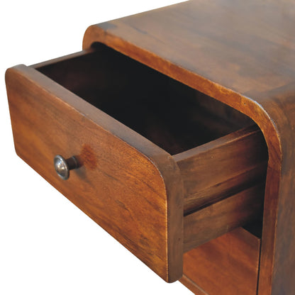 Kamala Floating Mini Chestnut Mango Wood Bedside Table 2 Drawers