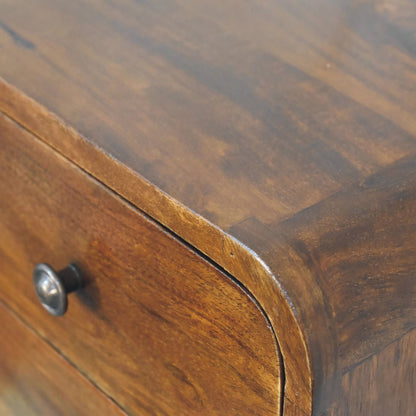 Kamala Floating Mini Chestnut Mango Wood Bedside Table 2 Drawers