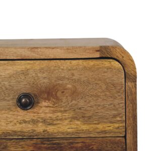Desenzano Mini Curve Oak Mango Wood Floating Bedside Table 2 Drawers