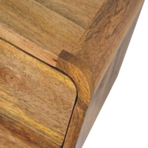 Desenzano Mini Curve Oak Mango Wood Floating Bedside Table 2 Drawers