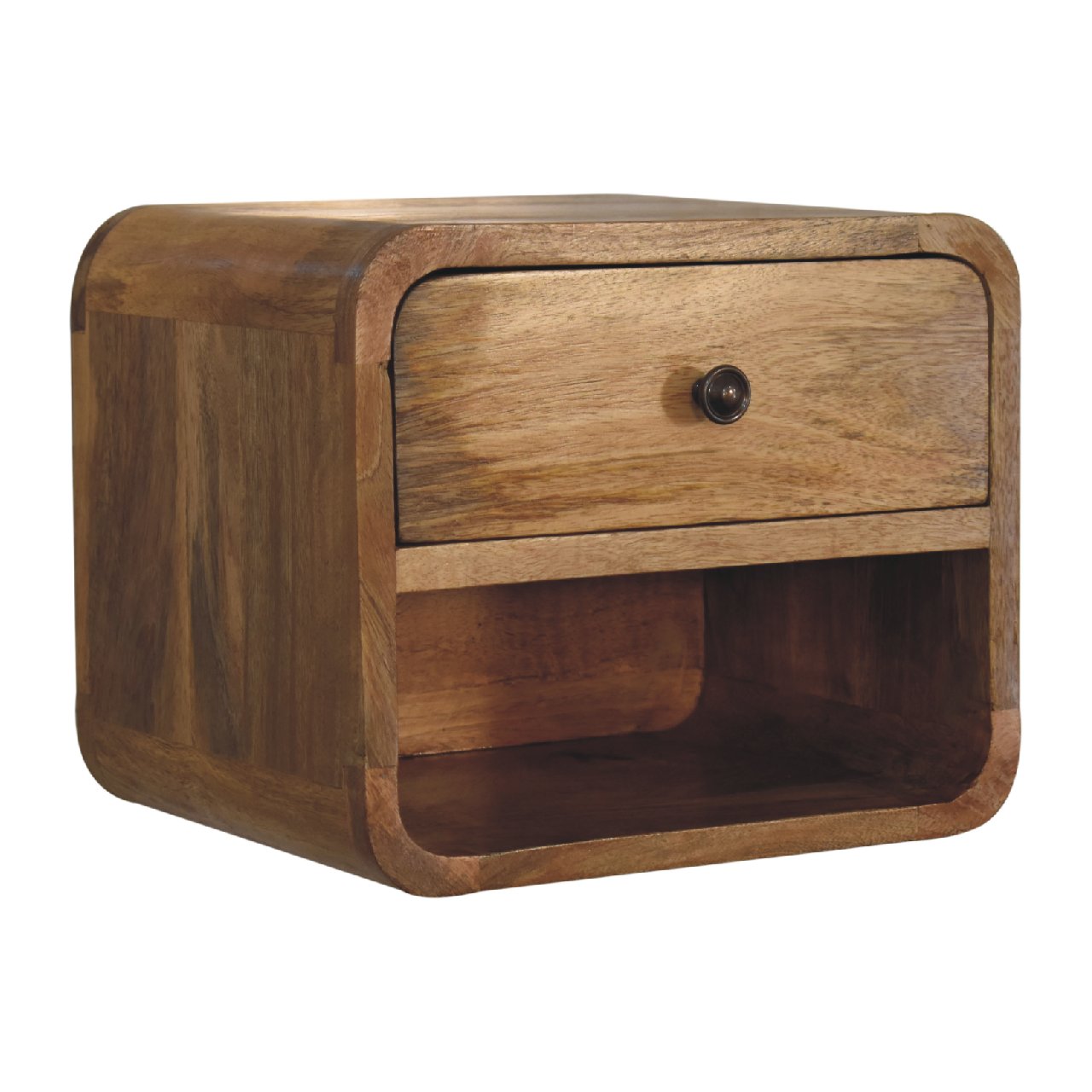 Parma Mini Oak Mango Wood Floating Open Bedside Table