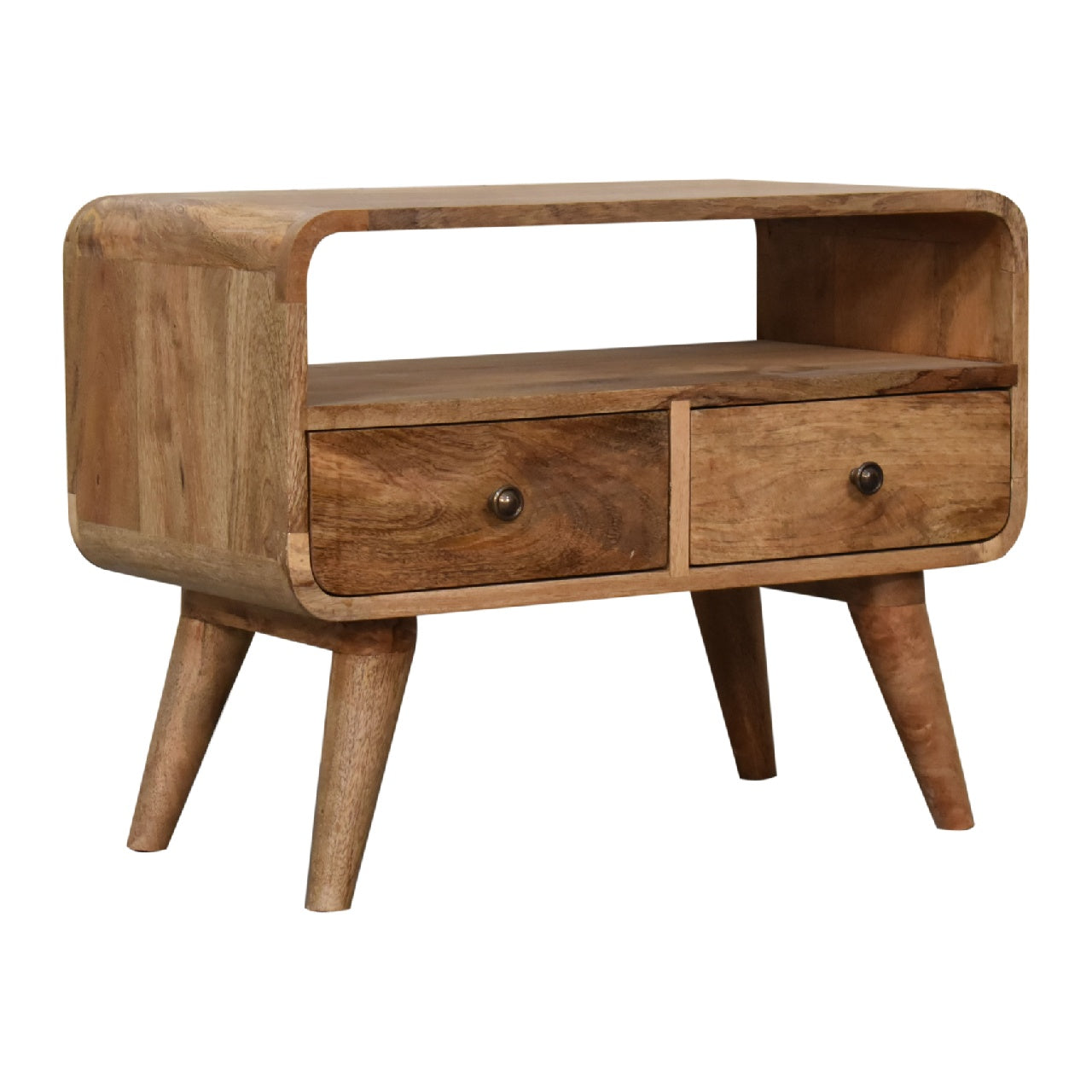 Peschiera Mini Curved Oak Mango Wood TV Media Unit