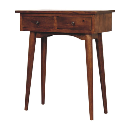 Olbia Mini Chestnut Mango Wood Hallway Console Table 2 Drawers