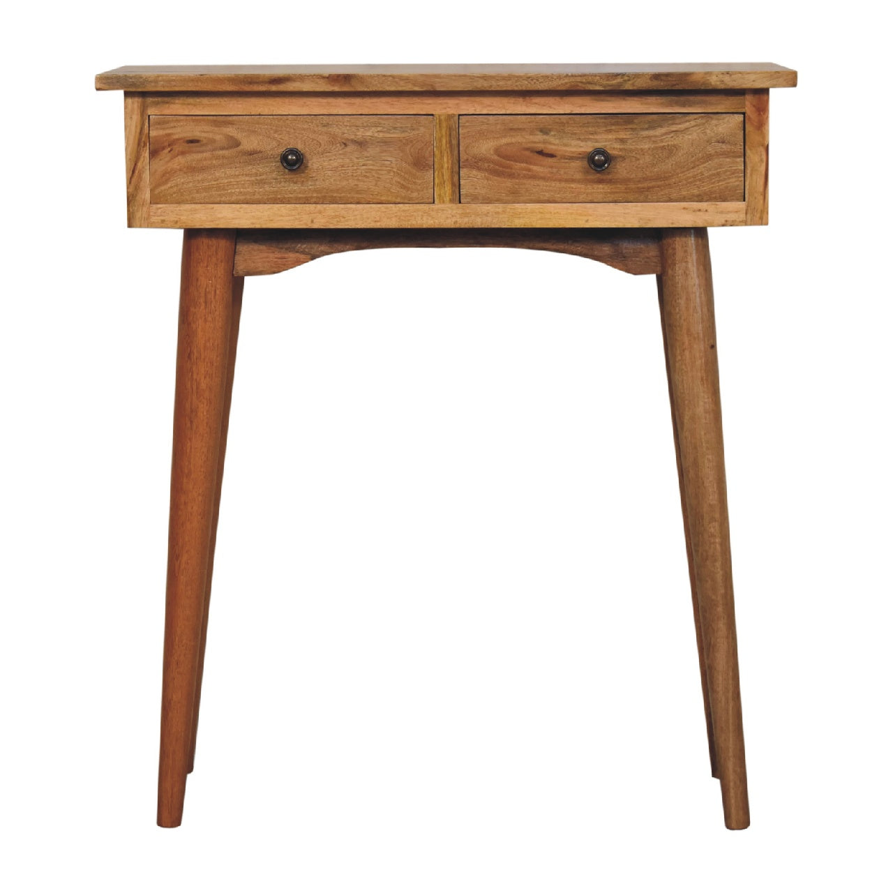 Parma Mini Oak Mango Wood Hallway Console Table 2 Drawers