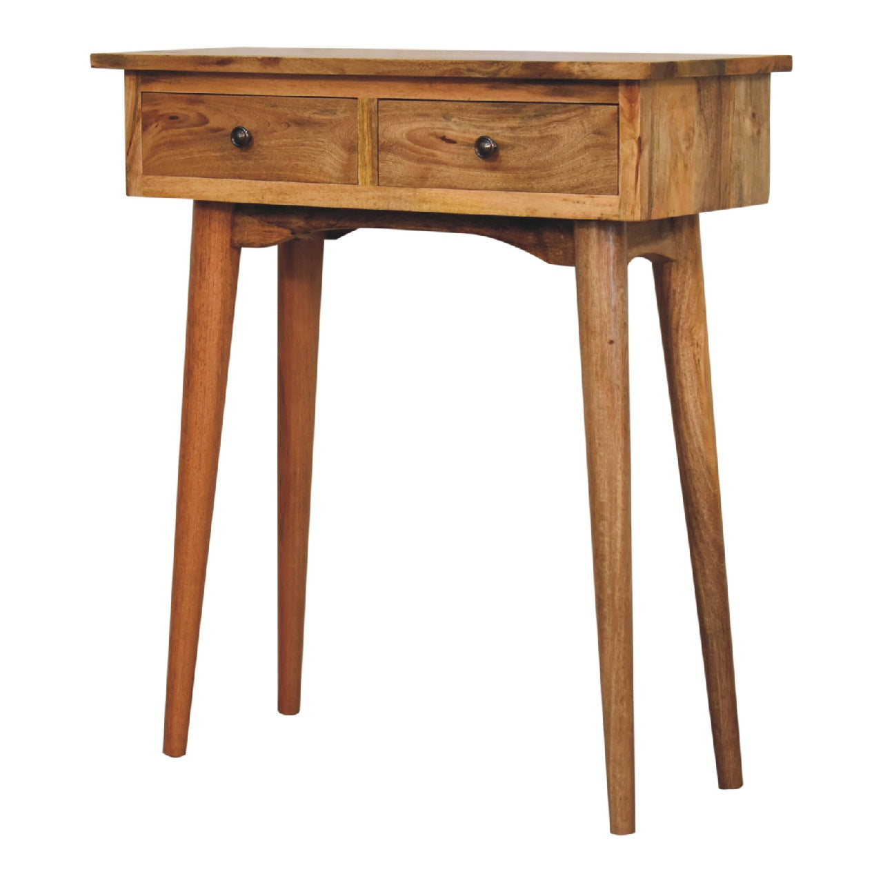 Parma Mini Oak Mango Wood Hallway Console Table 2 Drawers
