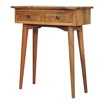 Parma Mini Oak Mango Wood Hallway Console Table 2 Drawers