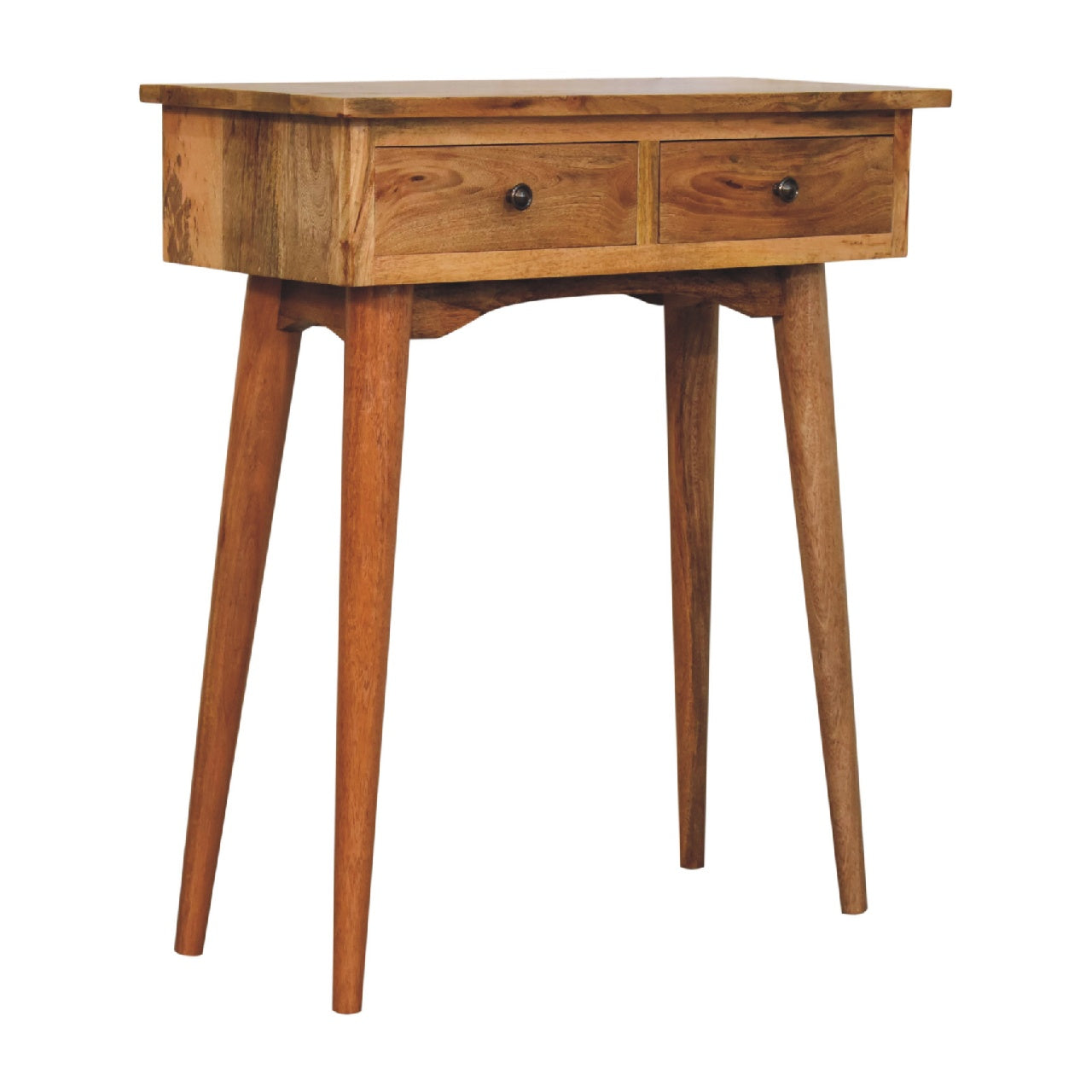 Parma Mini Oak Mango Wood Hallway Console Table 2 Drawers
