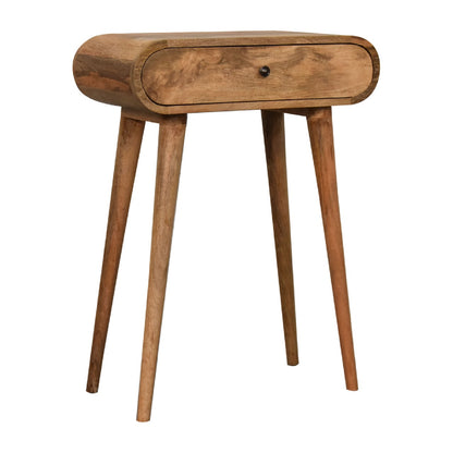 Cagliari Mini Curved Natural Mango Wood Console Table with Drawer