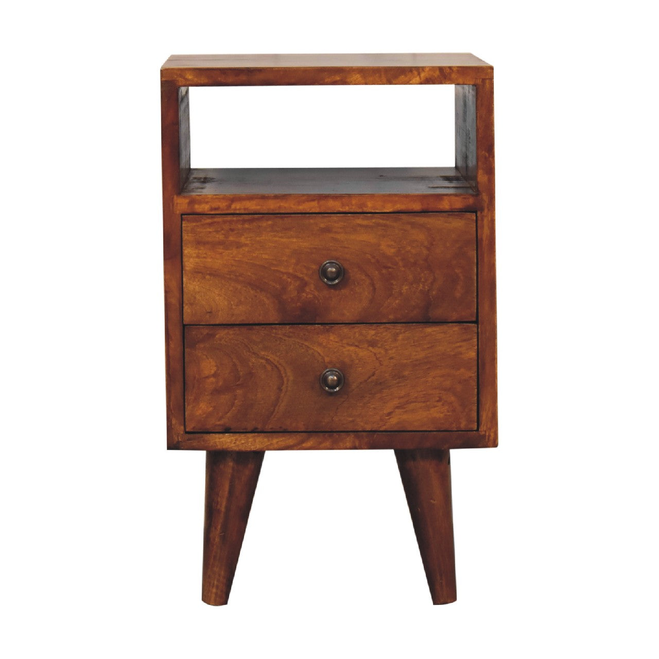 Olbia Mini Classic Chestnut Mango Wood Bedside Table 2 Drawers
