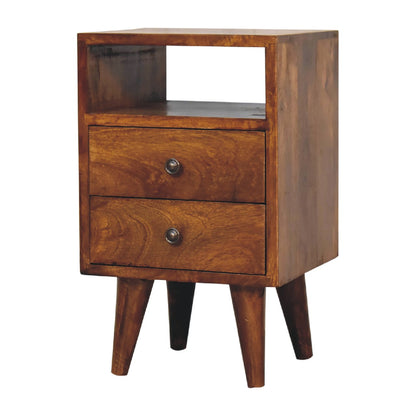 Olbia Mini Classic Chestnut Mango Wood Bedside Table 2 Drawers