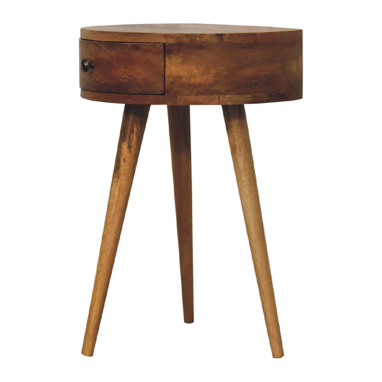 Parma Mini Oak Mango Wood Circular Shape Bedside Table