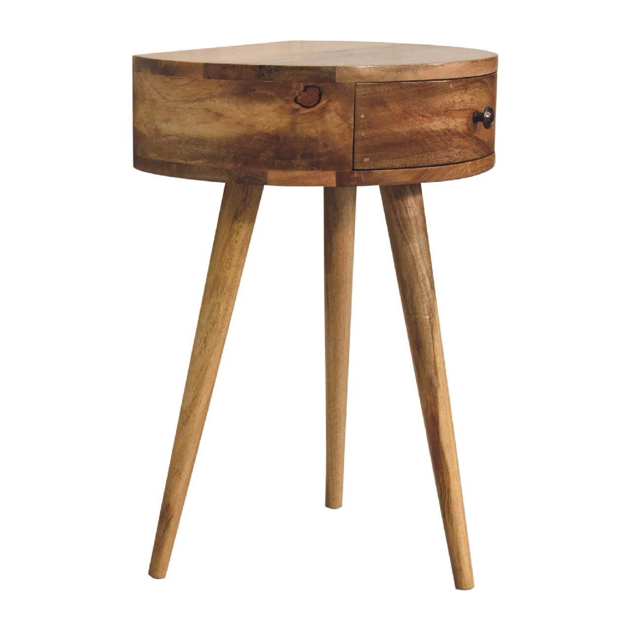 Parma Mini Oak Mango Wood Circular Shape Bedside Table