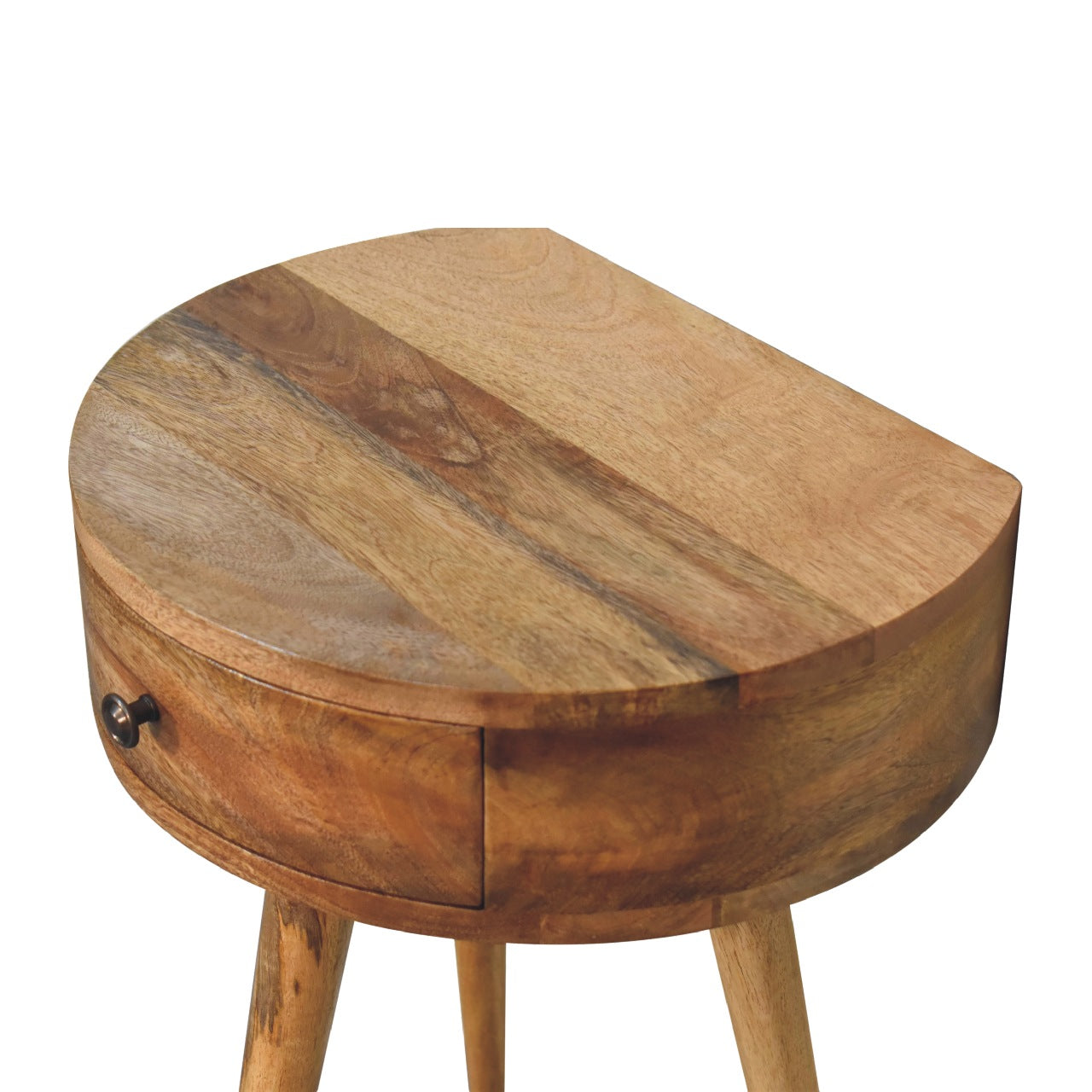 Parma Mini Oak Mango Wood Circular Shape Bedside Table