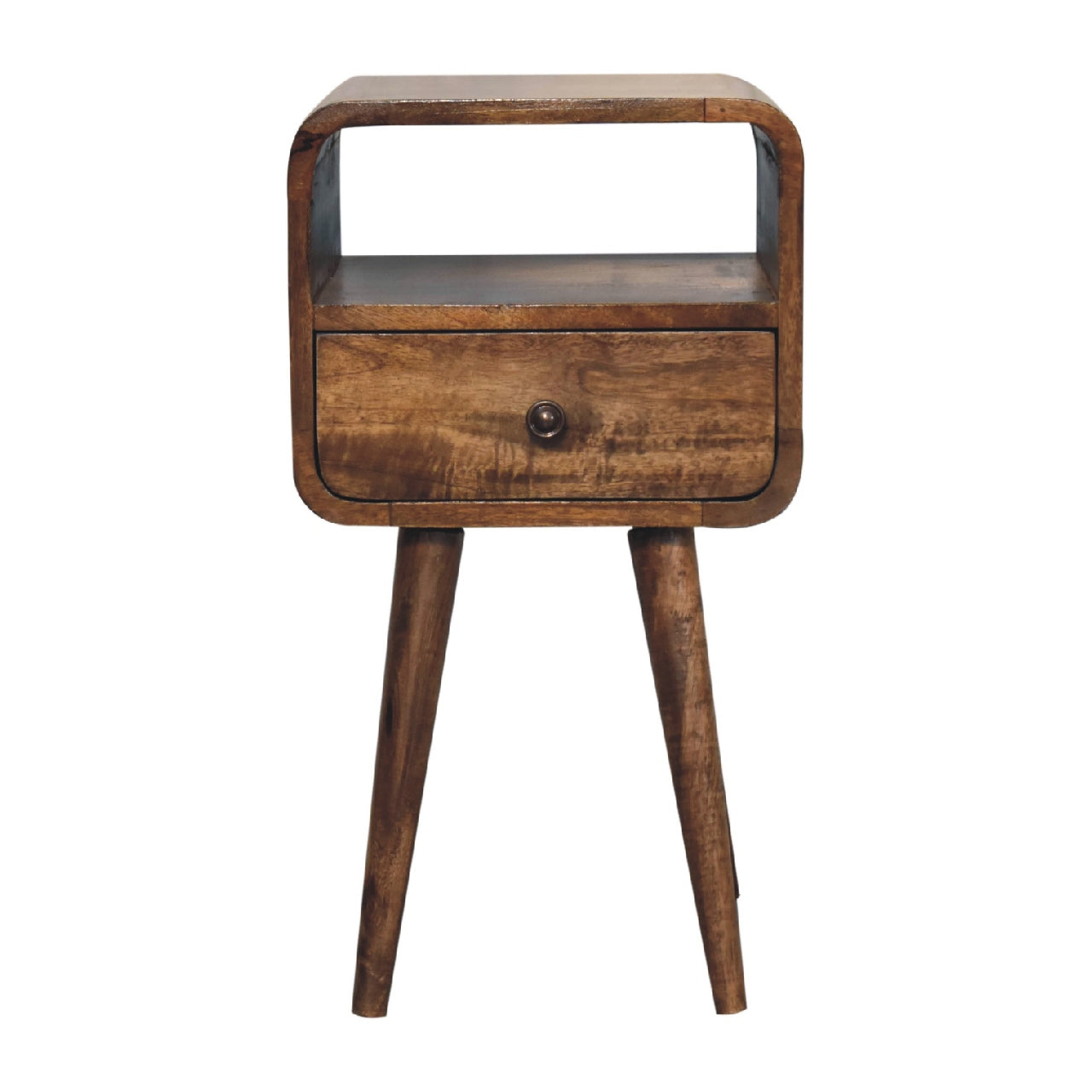 Thawatchai Mini Mango Wood Curve Open Bedside with Drawer