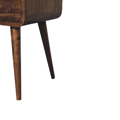 Thawatchai Mini Mango Wood Curve Open Bedside with Drawer