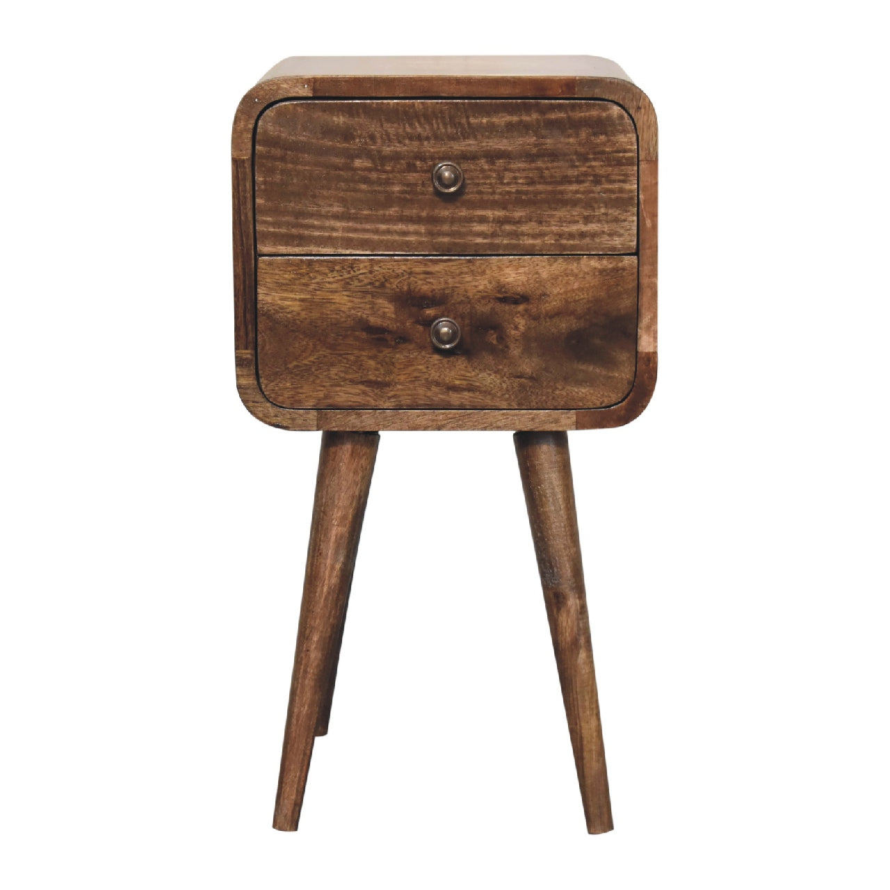 Peschiera Mini Curved Grey Washed Bedside Table Mango Wood