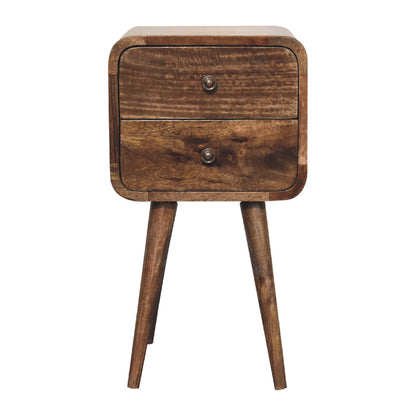 Peschiera Mini Curved Grey Washed Bedside Table Mango Wood