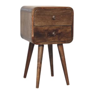 Peschiera Mini Curved Grey Washed Bedside Table Mango Wood