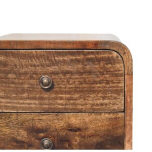 Peschiera Mini Curved Grey Washed Bedside Table Mango Wood