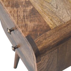 Peschiera Mini Curved Grey Washed Bedside Table Mango Wood