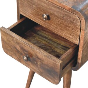 Peschiera Mini Curved Grey Washed Bedside Table Mango Wood