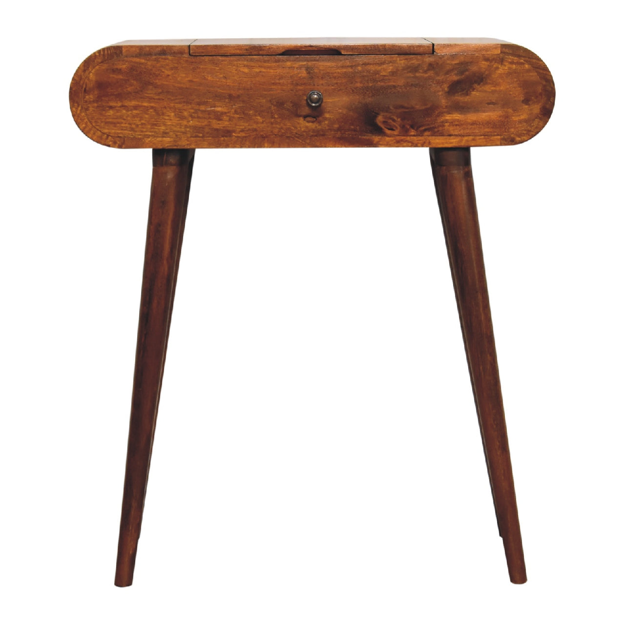 Olbia Mini Round Chestnut Mango Wood Fold Dressing Table