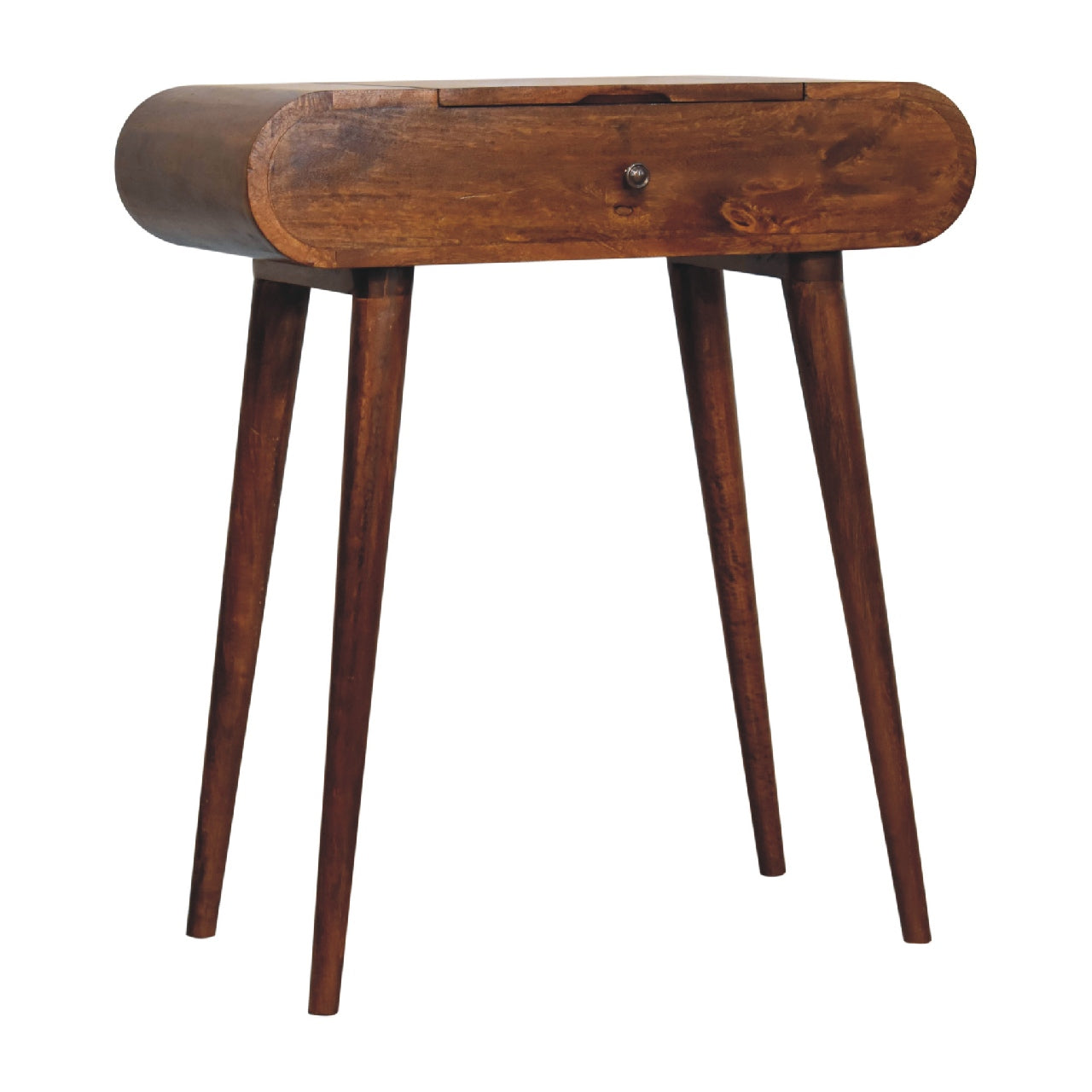 Olbia Mini Round Chestnut Mango Wood Fold Dressing Table