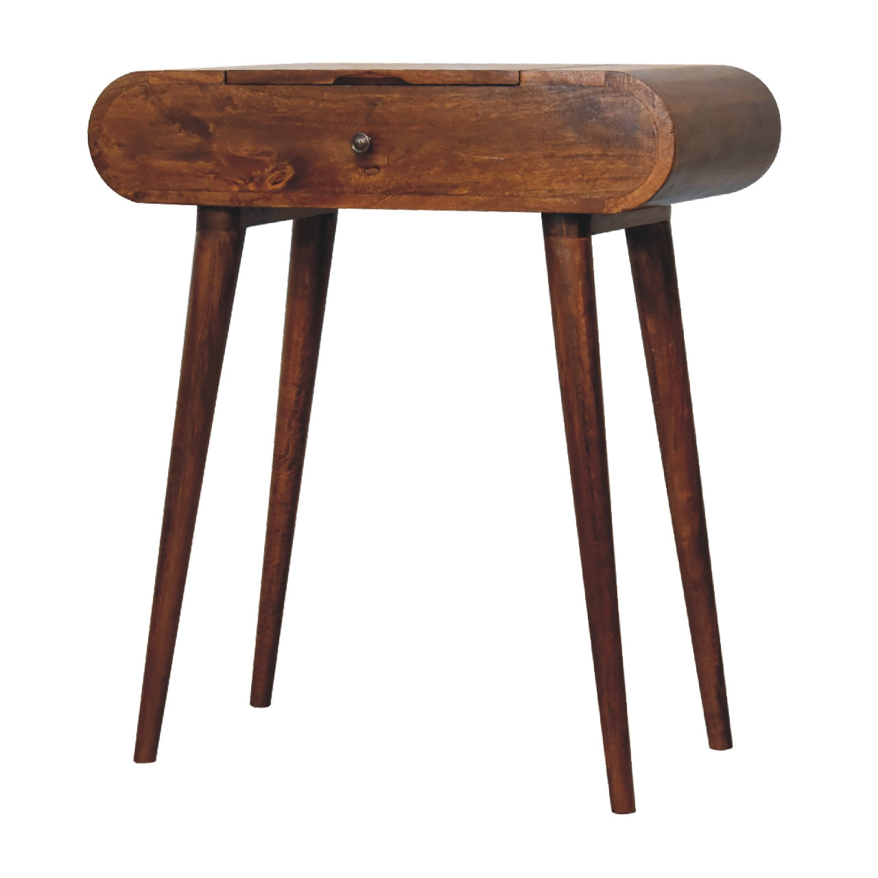 Olbia Mini Round Chestnut Mango Wood Fold Dressing Table