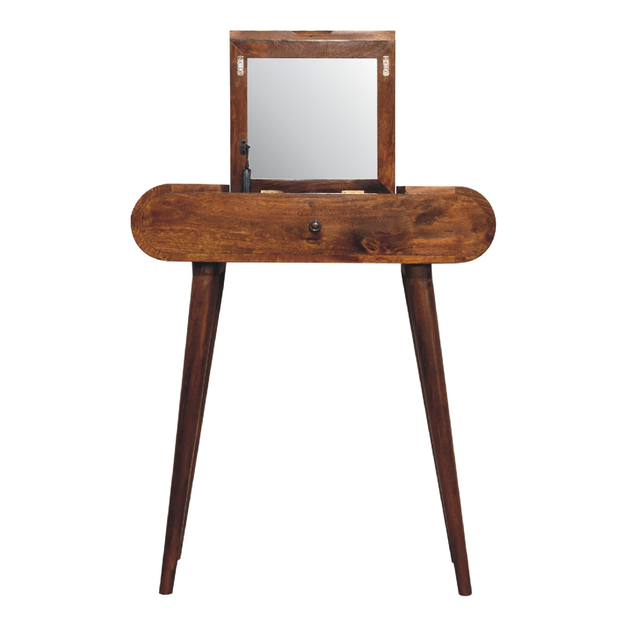 Olbia Mini Round Chestnut Mango Wood Fold Dressing Table