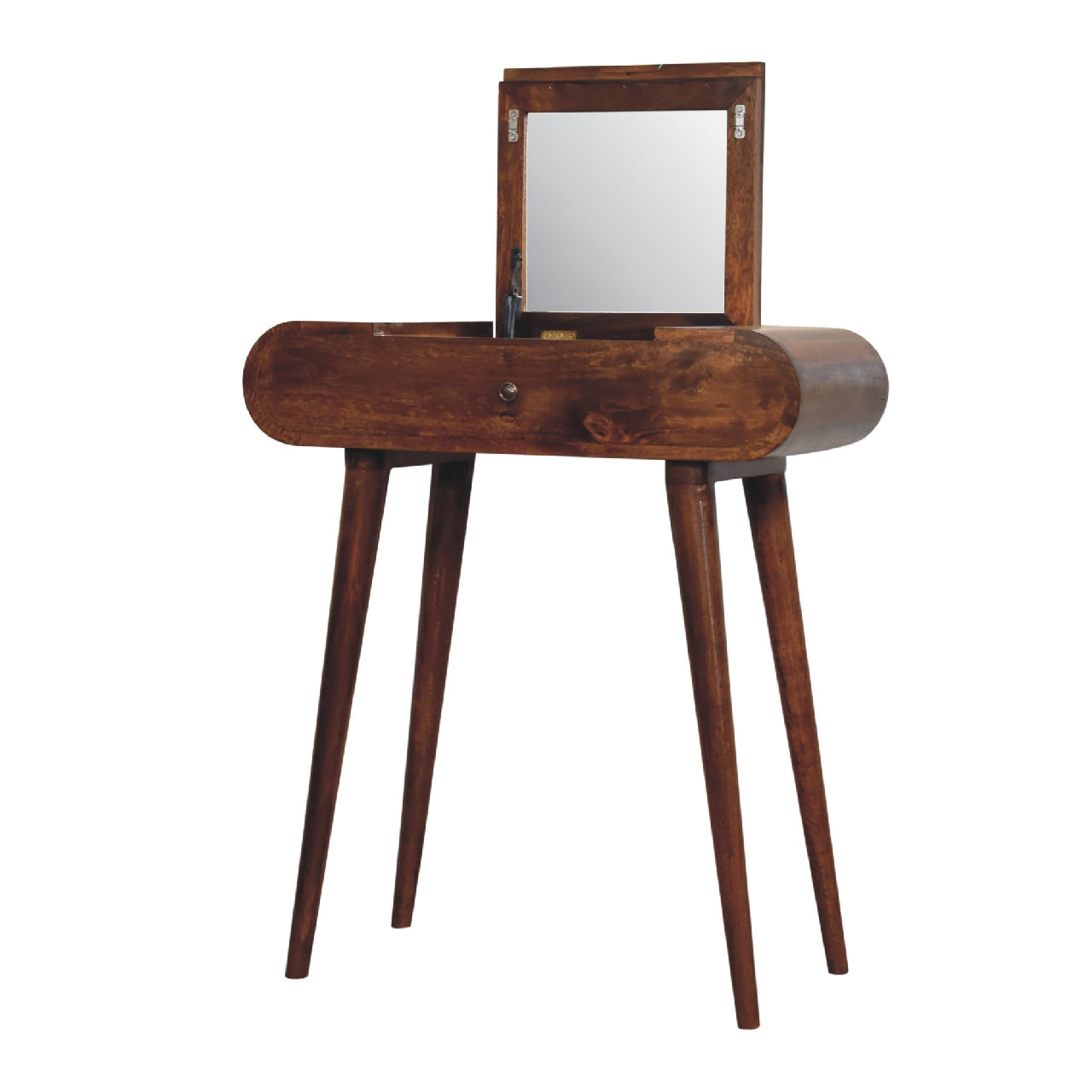 Olbia Mini Round Chestnut Mango Wood Fold Dressing Table