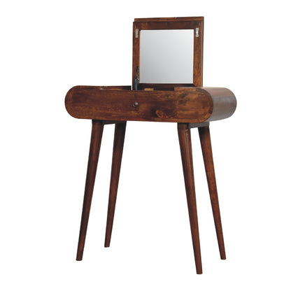 Olbia Mini Round Chestnut Mango Wood Fold Dressing Table