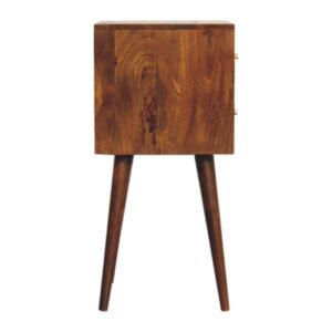 Olbia Mini Chestnut Mango Wood Cube Pattern 2 Drawer Bedside Table