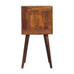 Olbia Mini Chestnut Mango Wood Cube Pattern 2 Drawer Bedside Table