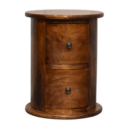 Olbia Mini Chestnut Mango Wood 2 Drawer Drum Chest