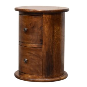 Olbia Mini Chestnut Mango Wood 2 Drawer Drum Chest