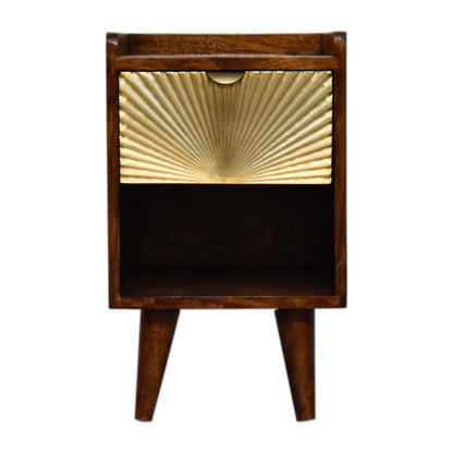 Bolzano Art Deco Mini Gold 1 Drawer Bedside Table Mango Wood