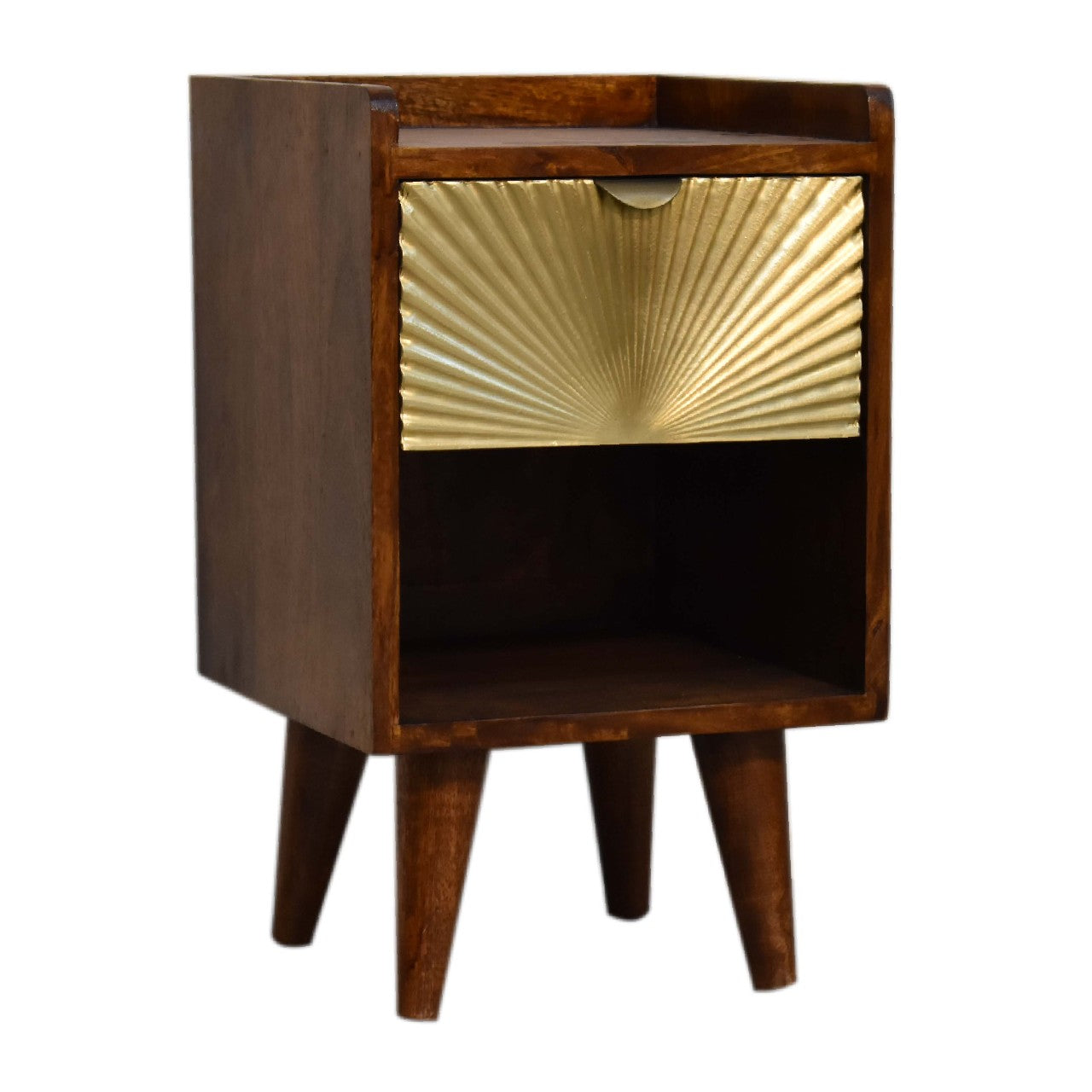 Bolzano Art Deco Mini Gold 1 Drawer Bedside Table Mango Wood