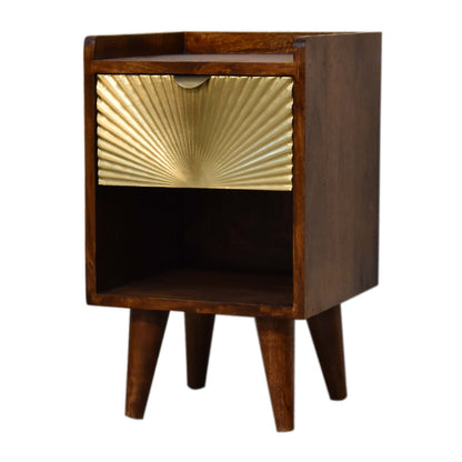 Bolzano Art Deco Mini Gold 1 Drawer Bedside Table Mango Wood
