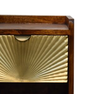 Bolzano Art Deco Mini Gold 1 Drawer Bedside Table Mango Wood